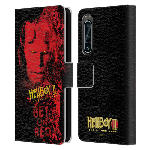 Hellboy II Graphics Bet On Red Leather Book Wallet Case Cover For Sony Xperia 5 IV