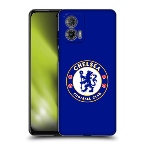 Chelsea Football Club Crest Plain Blue Soft Gel Case for Motorola Moto G73 5G