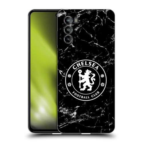 Chelsea Football Club Crest Black Marble Soft Gel Case for Motorola Moto G82 5G