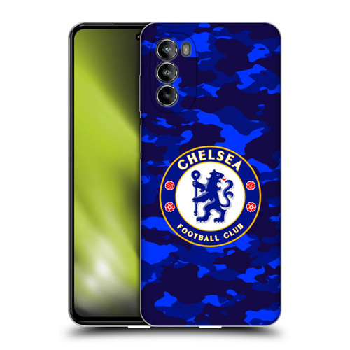 Chelsea Football Club Crest Camouflage Soft Gel Case for Motorola Moto G82 5G