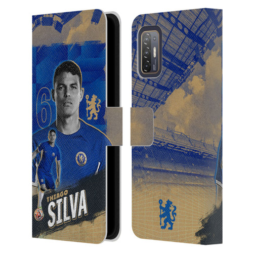 Chelsea Football Club 2023/24 First Team Thiago Silva Leather Book Wallet Case Cover For HTC Desire 21 Pro 5G