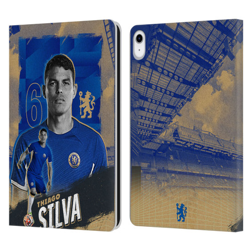 Chelsea Football Club 2023/24 First Team Thiago Silva Leather Book Wallet Case Cover For Apple iPad 10.9 (2022)