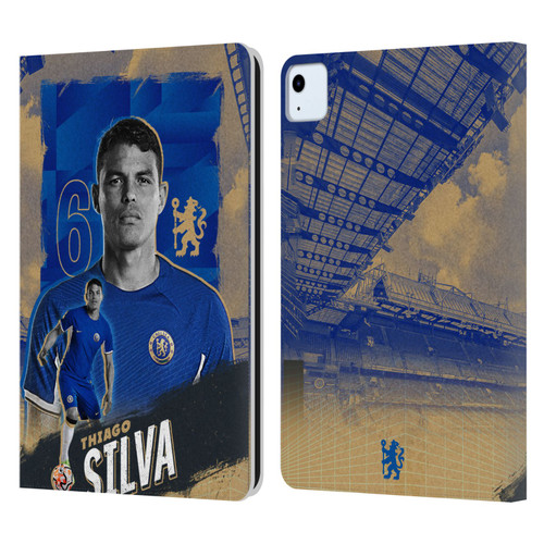 Chelsea Football Club 2023/24 First Team Thiago Silva Leather Book Wallet Case Cover For Apple iPad Air 11 2020/2022/2024
