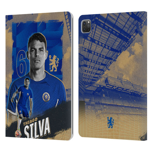 Chelsea Football Club 2023/24 First Team Thiago Silva Leather Book Wallet Case Cover For Apple iPad Pro 11 2020 / 2021 / 2022