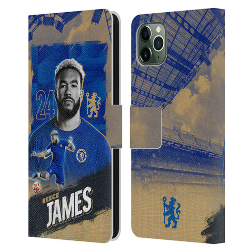 Chelsea Football Club 2023/24 First Team Reece James Leather Book Wallet Case Cover For Apple iPhone 11 Pro Max