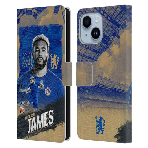 Chelsea Football Club 2023/24 First Team Reece James Leather Book Wallet Case Cover For Apple iPhone 14 Plus
