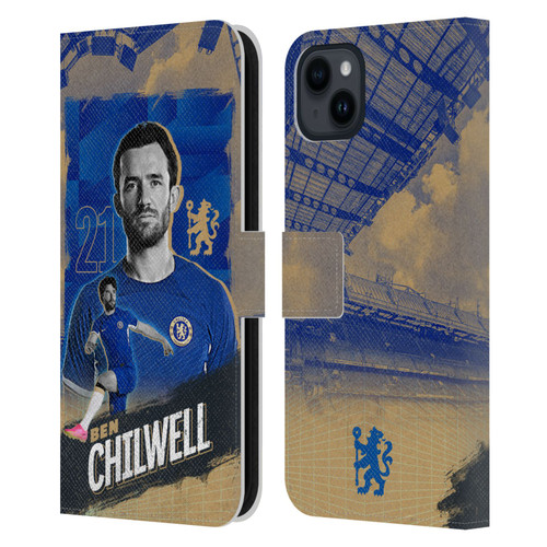 Chelsea Football Club 2023/24 First Team Ben Chilwell Leather Book Wallet Case Cover For Apple iPhone 15 Plus