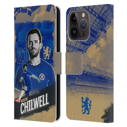 Chelsea Football Club 2023/24 First Team Ben Chilwell Leather Book Wallet Case Cover For Apple iPhone 15 Pro