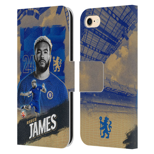 Chelsea Football Club 2023/24 First Team Reece James Leather Book Wallet Case Cover For Apple iPhone 7 / 8 / SE 2020 & 2022