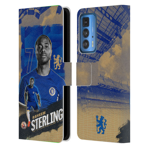 Chelsea Football Club 2023/24 First Team Raheem Sterling Leather Book Wallet Case Cover For Motorola Edge (2022)