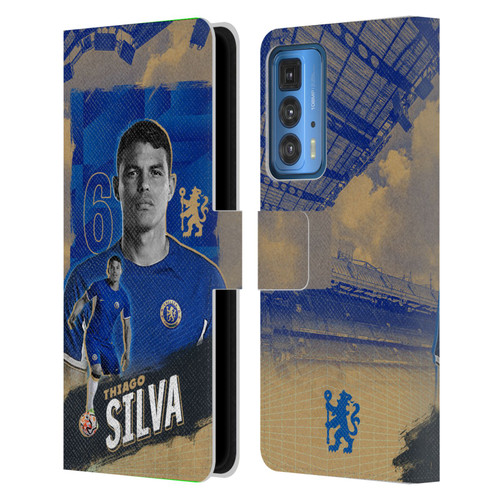 Chelsea Football Club 2023/24 First Team Thiago Silva Leather Book Wallet Case Cover For Motorola Edge (2022)