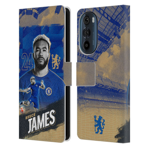 Chelsea Football Club 2023/24 First Team Reece James Leather Book Wallet Case Cover For Motorola Edge 30