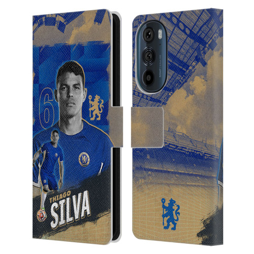 Chelsea Football Club 2023/24 First Team Thiago Silva Leather Book Wallet Case Cover For Motorola Edge 30