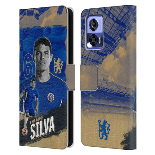 Chelsea Football Club 2023/24 First Team Thiago Silva Leather Book Wallet Case Cover For Motorola Edge 30 Neo 5G