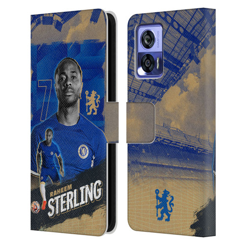 Chelsea Football Club 2023/24 First Team Raheem Sterling Leather Book Wallet Case Cover For Motorola Edge 30 Neo 5G