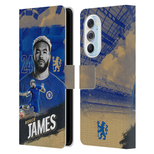 Chelsea Football Club 2023/24 First Team Reece James Leather Book Wallet Case Cover For Motorola Edge X30
