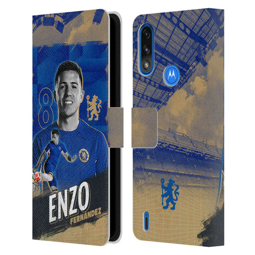 Chelsea Football Club 2023/24 First Team Enzo Fernández Leather Book Wallet Case Cover For Motorola Moto E7 Power / Moto E7i Power