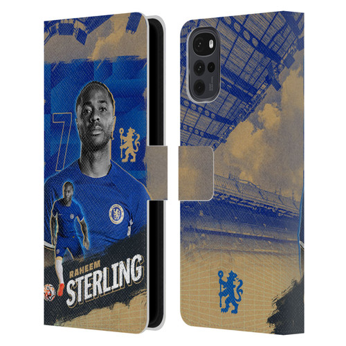 Chelsea Football Club 2023/24 First Team Raheem Sterling Leather Book Wallet Case Cover For Motorola Moto G22