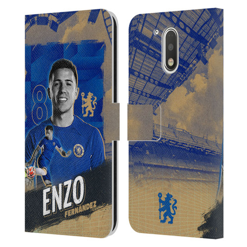 Chelsea Football Club 2023/24 First Team Enzo Fernández Leather Book Wallet Case Cover For Motorola Moto G41