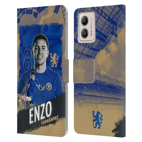 Chelsea Football Club 2023/24 First Team Enzo Fernández Leather Book Wallet Case Cover For Motorola Moto G53 5G