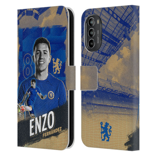 Chelsea Football Club 2023/24 First Team Enzo Fernández Leather Book Wallet Case Cover For Motorola Moto G82 5G