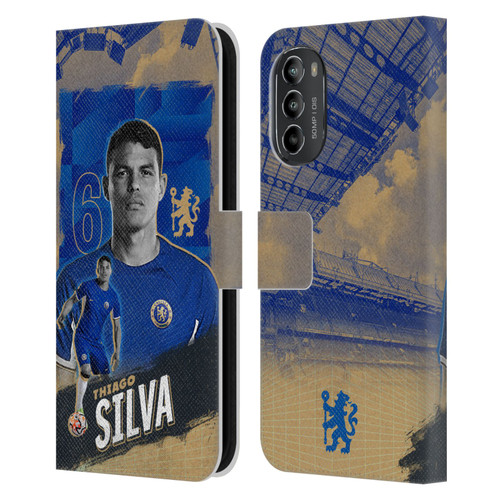 Chelsea Football Club 2023/24 First Team Thiago Silva Leather Book Wallet Case Cover For Motorola Moto G82 5G