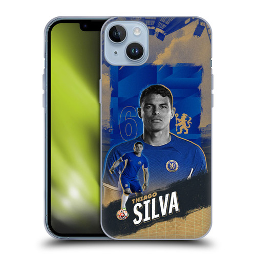 Chelsea Football Club 2023/24 First Team Thiago Silva Soft Gel Case for Apple iPhone 14 Plus