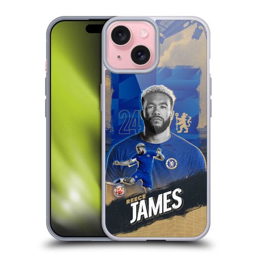 Chelsea Football Club 2023/24 First Team Reece James Soft Gel Case for Apple iPhone 15