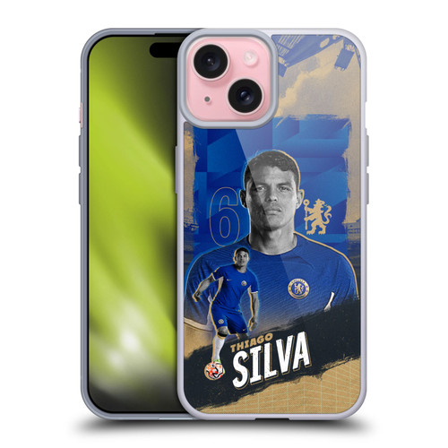 Chelsea Football Club 2023/24 First Team Thiago Silva Soft Gel Case for Apple iPhone 15