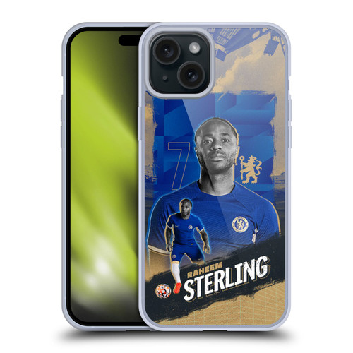 Chelsea Football Club 2023/24 First Team Raheem Sterling Soft Gel Case for Apple iPhone 15 Plus