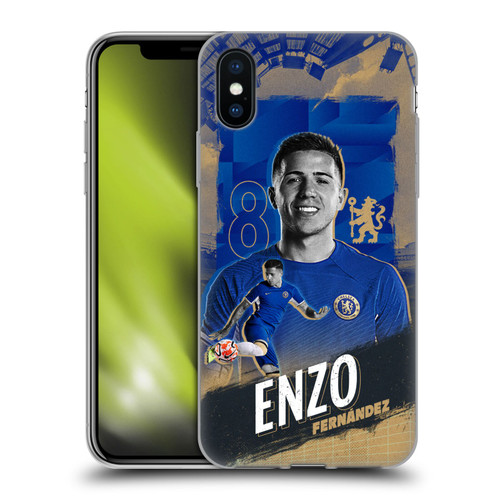 Chelsea Football Club 2023/24 First Team Enzo Fernández Soft Gel Case for Apple iPhone X / iPhone XS