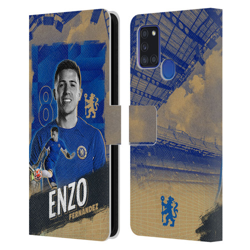 Chelsea Football Club 2023/24 First Team Enzo Fernández Leather Book Wallet Case Cover For Samsung Galaxy A21s (2020)