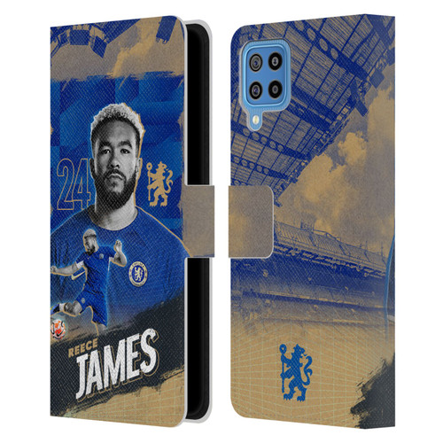 Chelsea Football Club 2023/24 First Team Reece James Leather Book Wallet Case Cover For Samsung Galaxy F22 (2021)