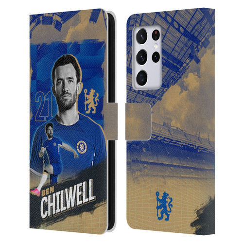Chelsea Football Club 2023/24 First Team Ben Chilwell Leather Book Wallet Case Cover For Samsung Galaxy S21 Ultra 5G