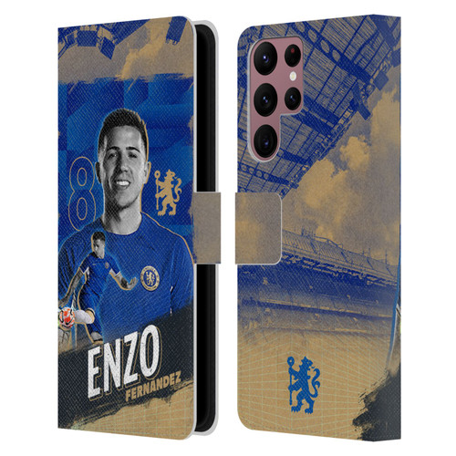 Chelsea Football Club 2023/24 First Team Enzo Fernández Leather Book Wallet Case Cover For Samsung Galaxy S22 Ultra 5G