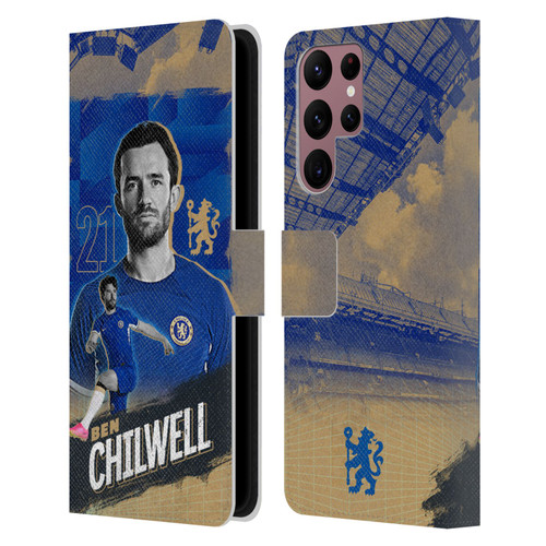 Chelsea Football Club 2023/24 First Team Ben Chilwell Leather Book Wallet Case Cover For Samsung Galaxy S22 Ultra 5G