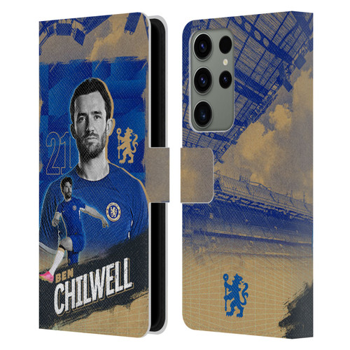 Chelsea Football Club 2023/24 First Team Ben Chilwell Leather Book Wallet Case Cover For Samsung Galaxy S23 Ultra 5G