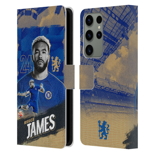 Chelsea Football Club 2023/24 First Team Reece James Leather Book Wallet Case Cover For Samsung Galaxy S23 Ultra 5G