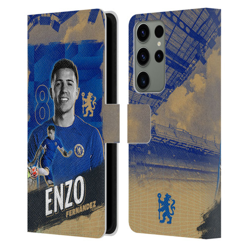 Chelsea Football Club 2023/24 First Team Enzo Fernández Leather Book Wallet Case Cover For Samsung Galaxy S23 Ultra 5G