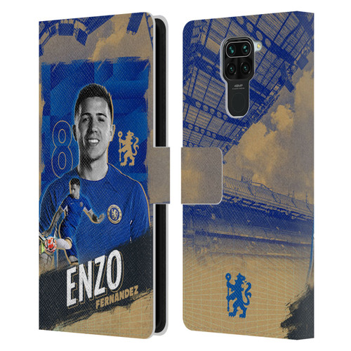 Chelsea Football Club 2023/24 First Team Enzo Fernández Leather Book Wallet Case Cover For Xiaomi Redmi Note 9 / Redmi 10X 4G