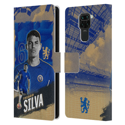 Chelsea Football Club 2023/24 First Team Thiago Silva Leather Book Wallet Case Cover For Xiaomi Redmi Note 9 / Redmi 10X 4G