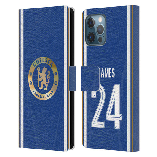 Chelsea Football Club 2023/24 Players Home Kit Reece James Leather Book Wallet Case Cover For Apple iPhone 12 Pro Max