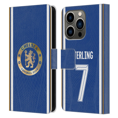 Chelsea Football Club 2023/24 Players Home Kit Raheem Sterling Leather Book Wallet Case Cover For Apple iPhone 14 Pro