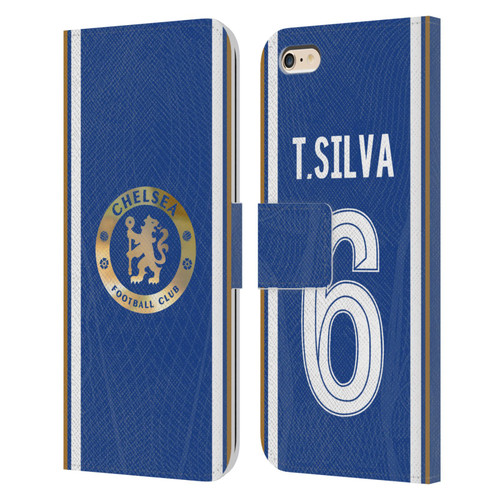 Chelsea Football Club 2023/24 Players Home Kit Thiago Silva Leather Book Wallet Case Cover For Apple iPhone 6 Plus / iPhone 6s Plus
