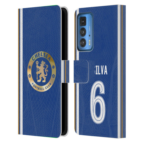Chelsea Football Club 2023/24 Players Home Kit Thiago Silva Leather Book Wallet Case Cover For Motorola Edge (2022)