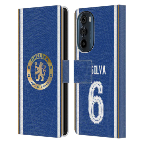 Chelsea Football Club 2023/24 Players Home Kit Thiago Silva Leather Book Wallet Case Cover For Motorola Edge 30