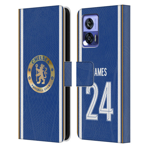 Chelsea Football Club 2023/24 Players Home Kit Reece James Leather Book Wallet Case Cover For Motorola Edge 30 Neo 5G