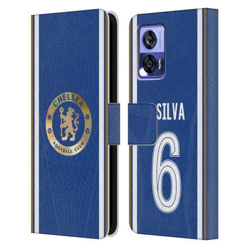 Chelsea Football Club 2023/24 Players Home Kit Thiago Silva Leather Book Wallet Case Cover For Motorola Edge 30 Neo 5G