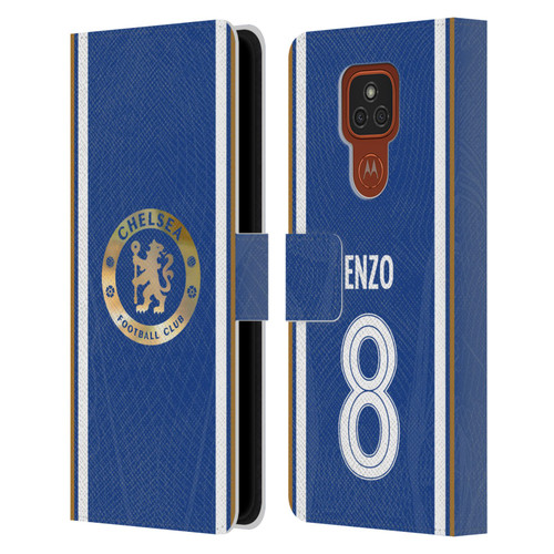 Chelsea Football Club 2023/24 Players Home Kit Enzo Fernández Leather Book Wallet Case Cover For Motorola Moto E7 Plus