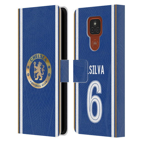 Chelsea Football Club 2023/24 Players Home Kit Thiago Silva Leather Book Wallet Case Cover For Motorola Moto E7 Plus